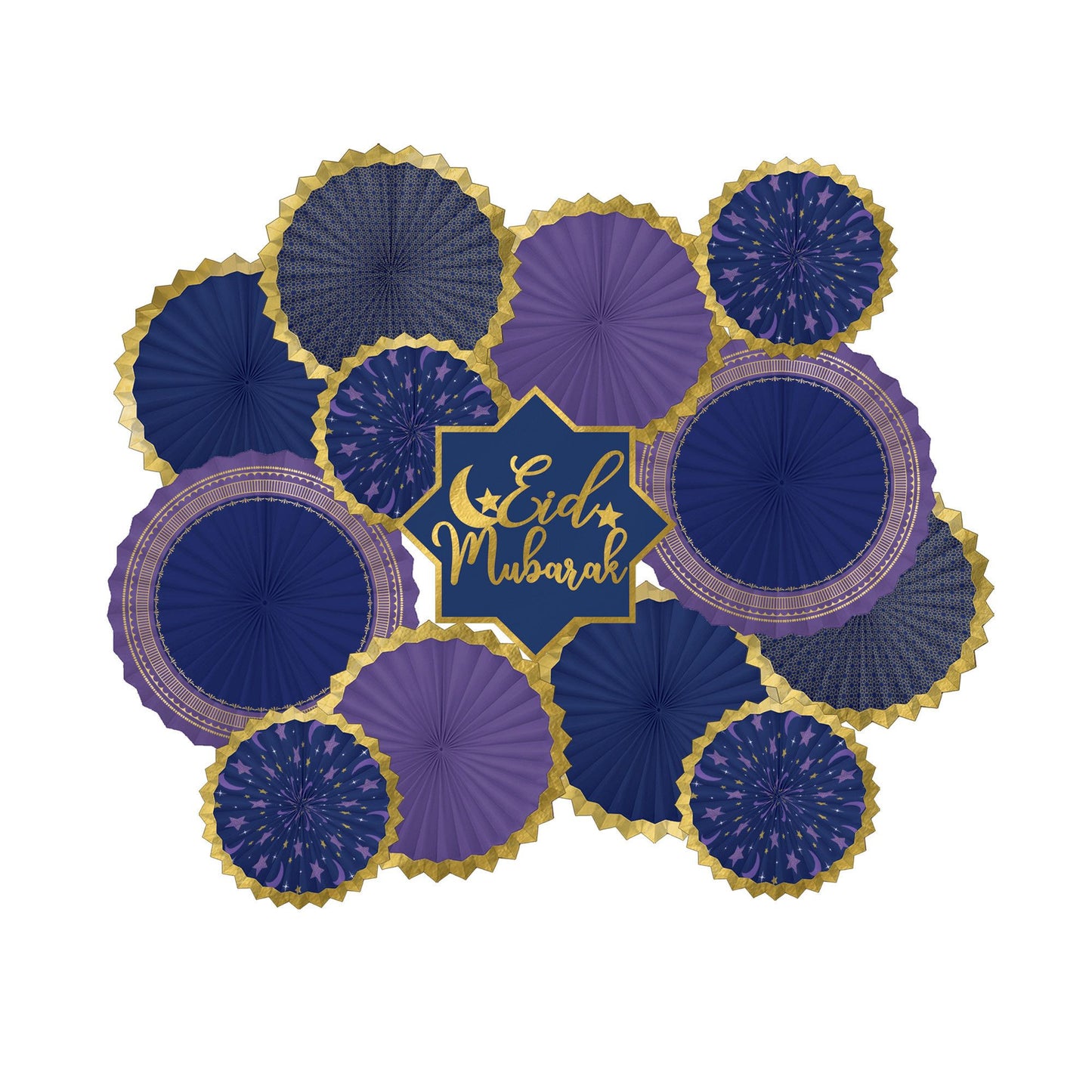 Eid Paper Fans Decor Kit - 13Pcs