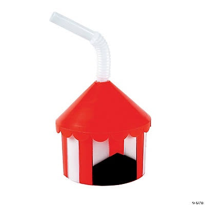 Plastic Big Top Cups With Straws, 8Oz
