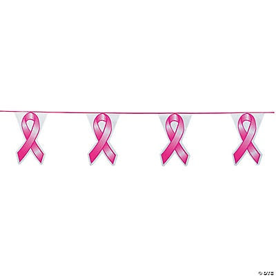 Plastic Pink Ribbon Pennant Banner, 100Ft