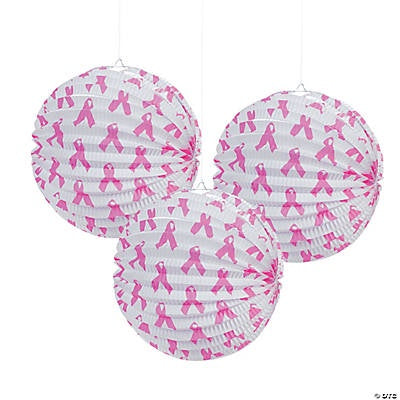Pink Ribbon 10" Paper Lanterns, 6/Pk