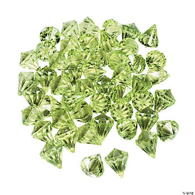 Acrylic Diamond-Shaped Lime Green Gems, 25Pc