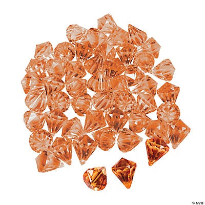 Acrylic Diamond-Shaped Orange Gems, 25Pc
