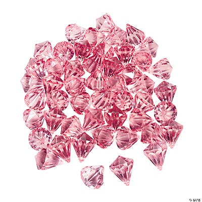 Acrylic Diamond-Shaped Pink Gems, 25Pc