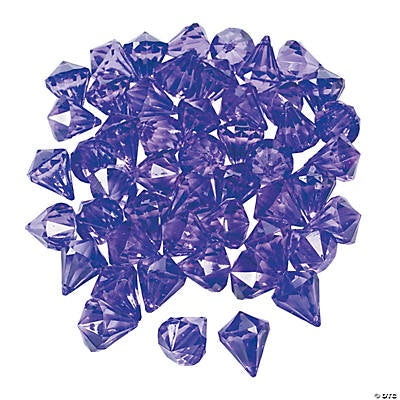 Acrylic Diamond-Shaped Purple Gems, 25Pc