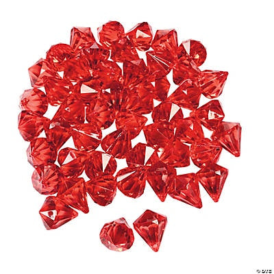 Acrylic Diamond-Shaped Red Gems, 25Pc