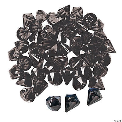Acrylic Diamond-Shaped Black Gems, 25Pc