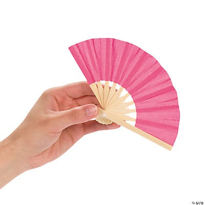 3 3/4" Mini Hot Pink Bamboo Fans