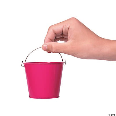 3" Mini Hot Pink Metal Pails With Handles