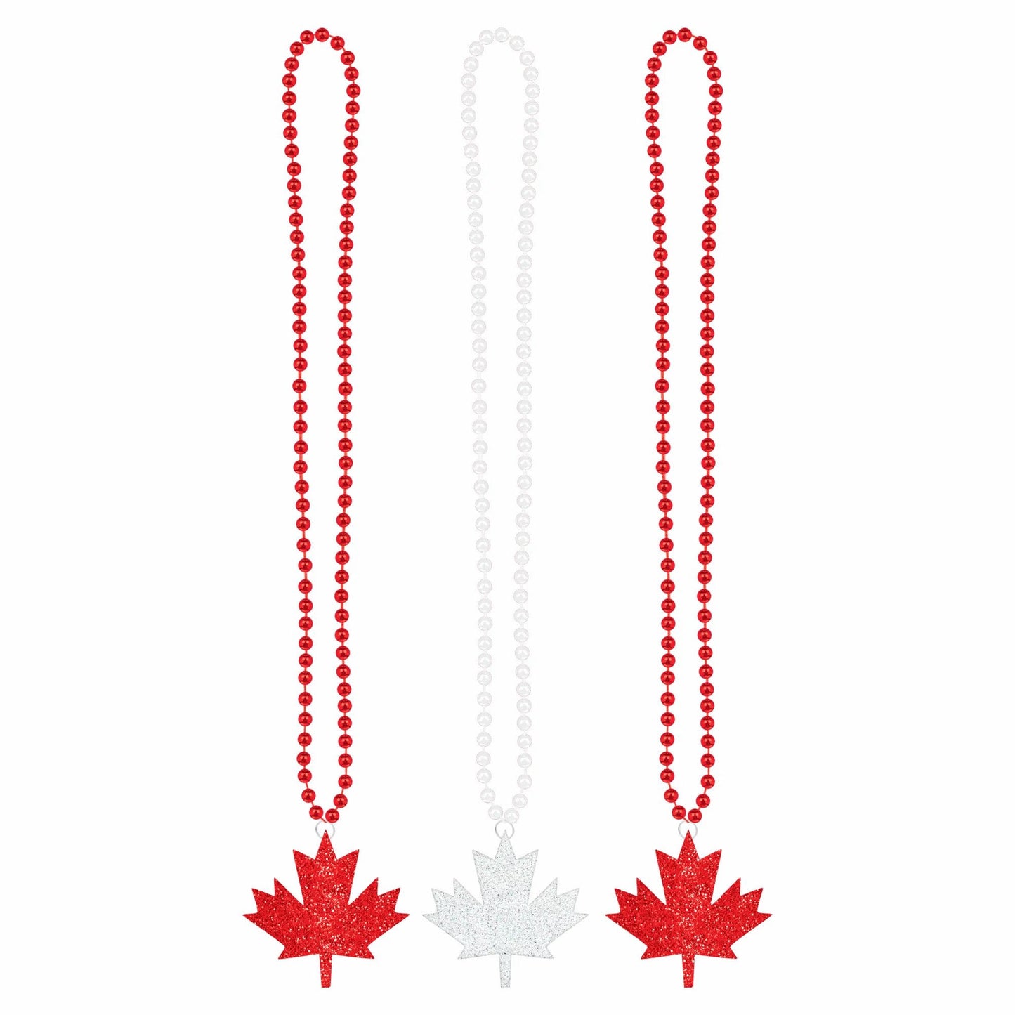 Canada Day Maple Leaf Glitter Necklace, 3Ct.