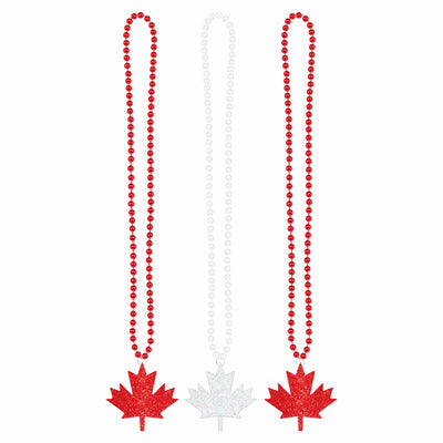 Canada Day Maple Leaf Glitter Necklace, 3Ct.