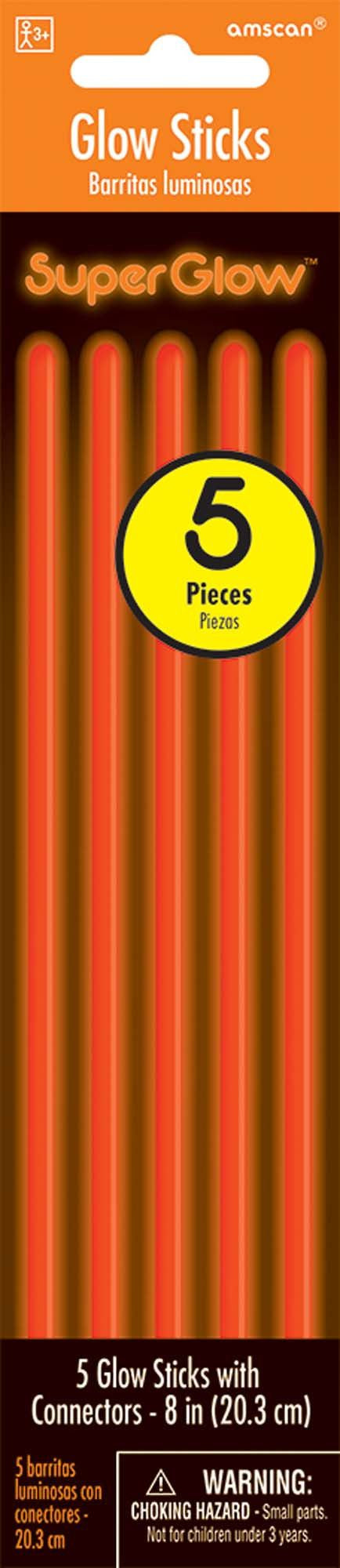 Orange Glow Sticks, 5Ct