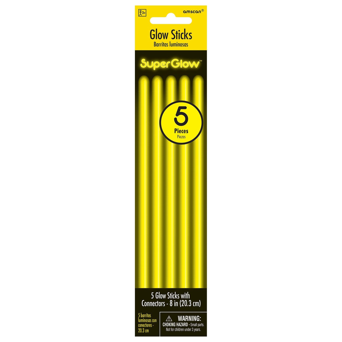 Yellow Glow Sticks, 5Ct