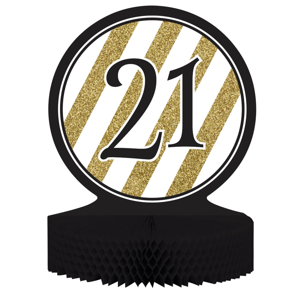 CP 21 Black & Gold Disc Centerpiece