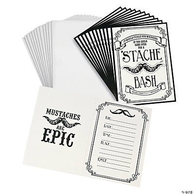 5" X 7" Paper Mustache Invitations, 1Dz/Unit