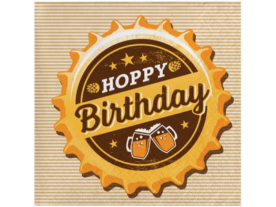 Cheers And Beers Beverage Napkins, Hoppy Birthday, 16 Ct
