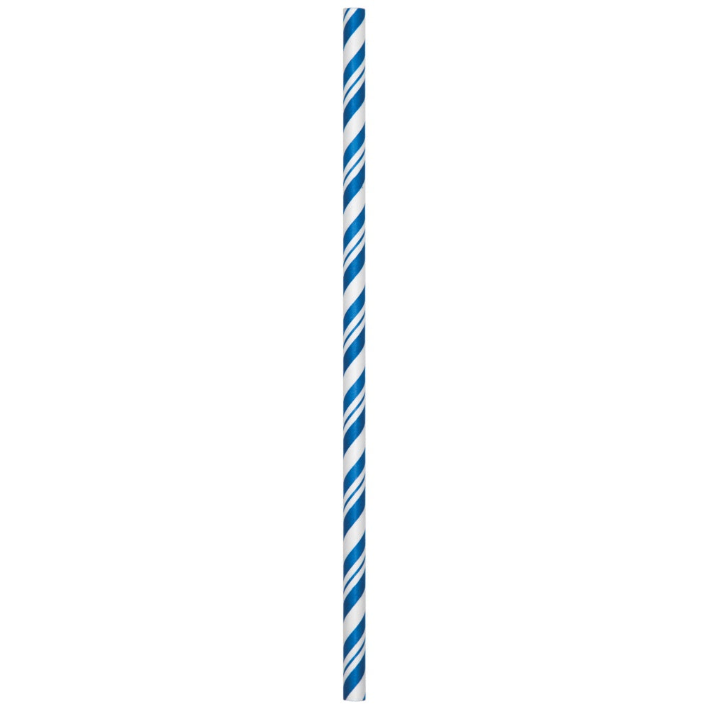 Blue Striped Paper Straws - 24Ct