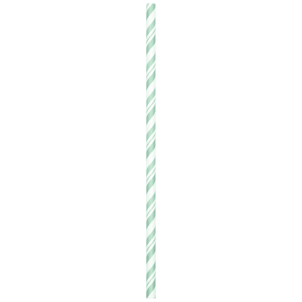 Stripe Fresh Mint Paper Straws 24Ct
