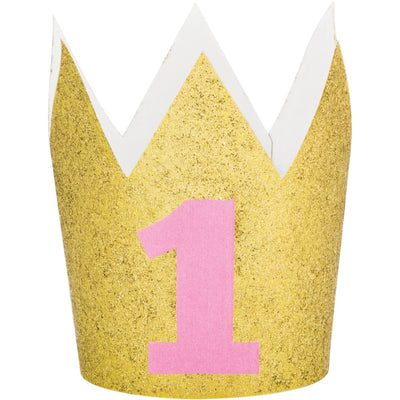 1St Birthday Glitter Crown - Pink