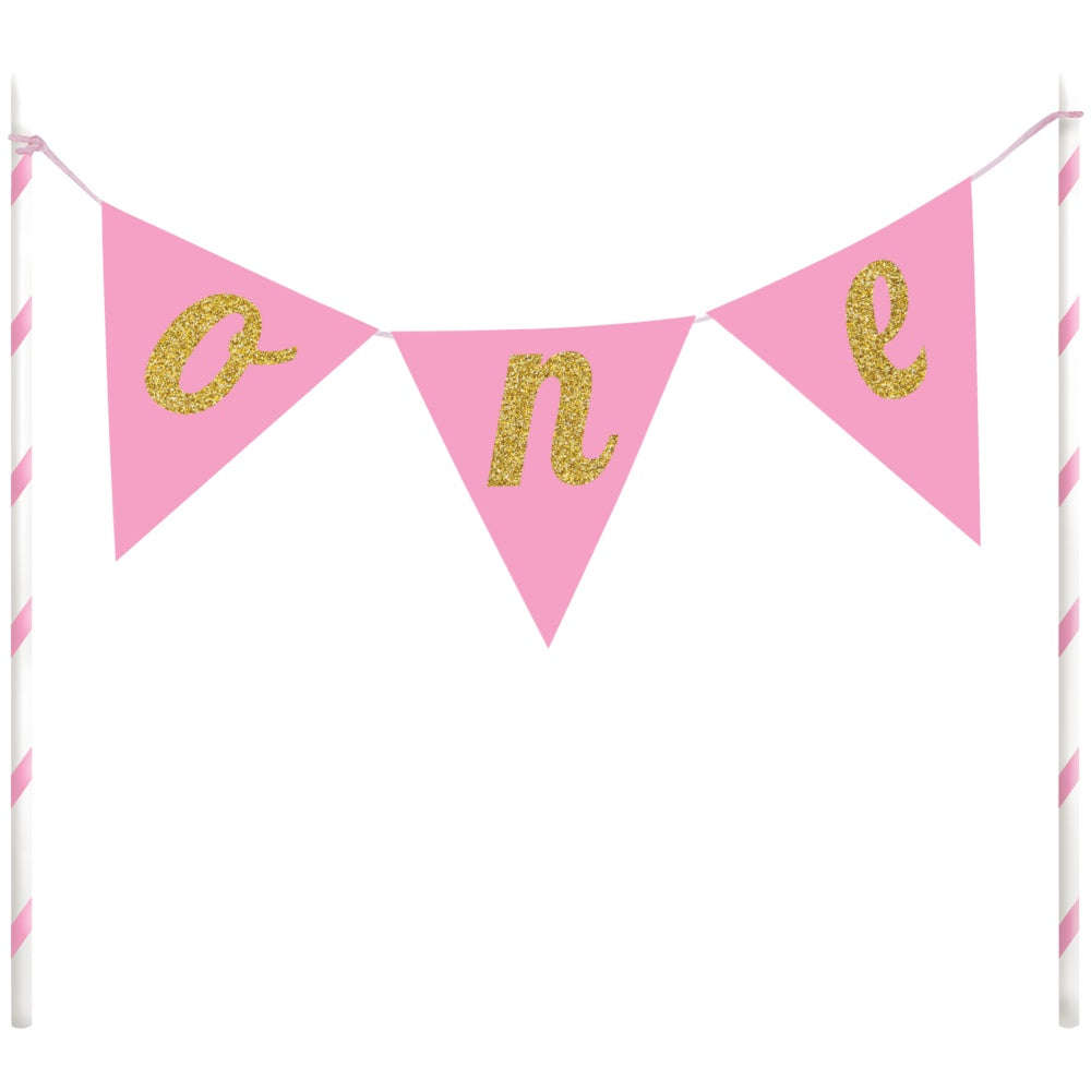 Cake Topper Banner Pink One