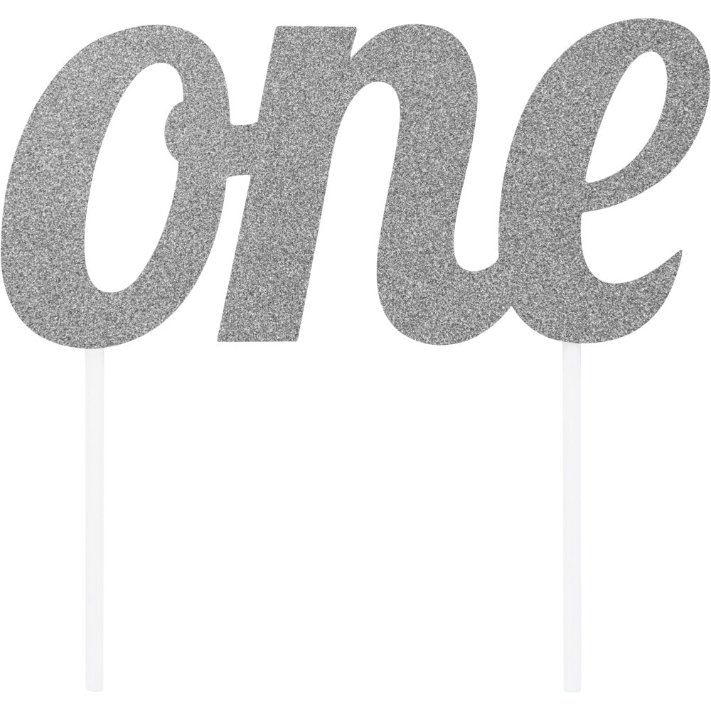 Silver Glitter Cake Topper"One"