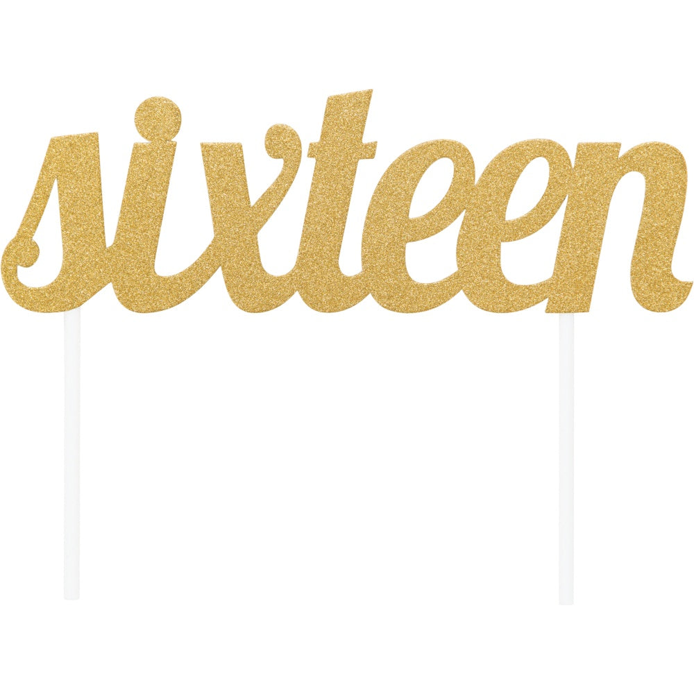 Cake Topper 12/1 Gold Sixteen Glitter