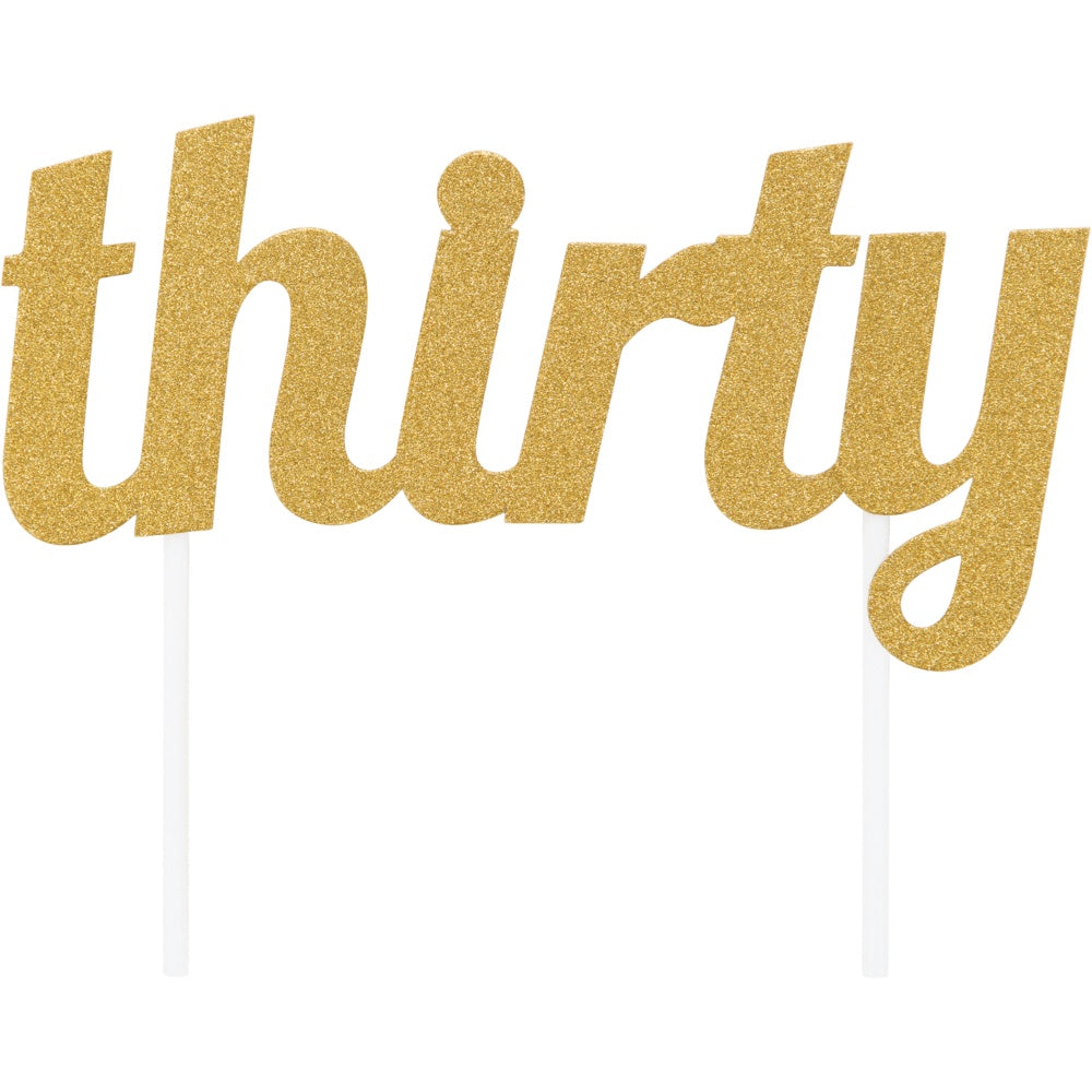 Gold Thirty Glitter Cake Topper