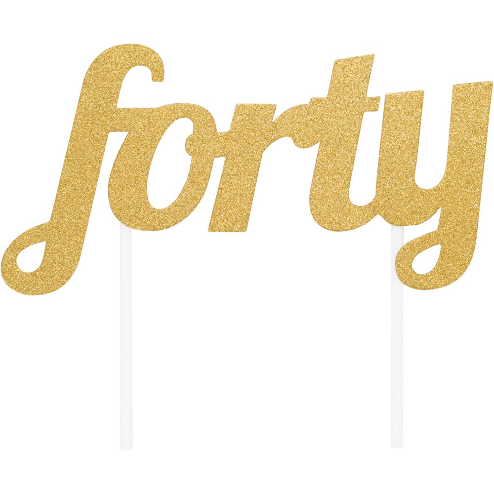 Gold Forty Glitter Cake Topper