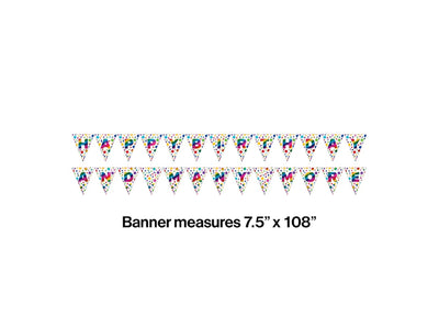 Rainbow Foil Birthday Pennant Banner