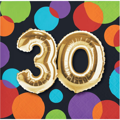 30Th Balloon Birthday Bev Napkins/Disc