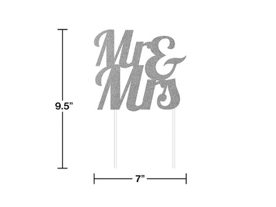 Mr & Mrs Cake Topper-Silver
