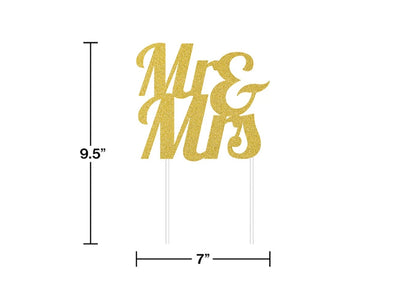 Mr & Mrs Cake Topper-Gold