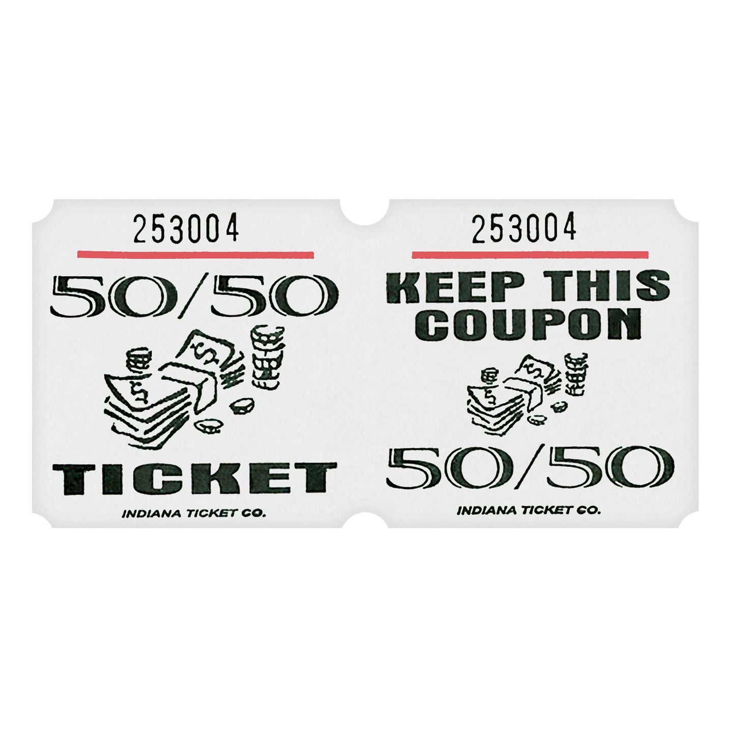White 50/50 Ticket Roll