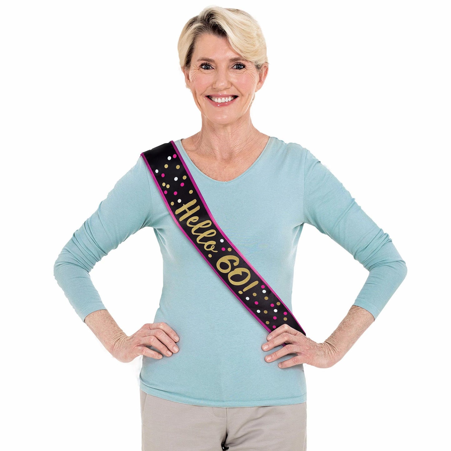 Pink And Gold Milestone 60 Fabric Sash
