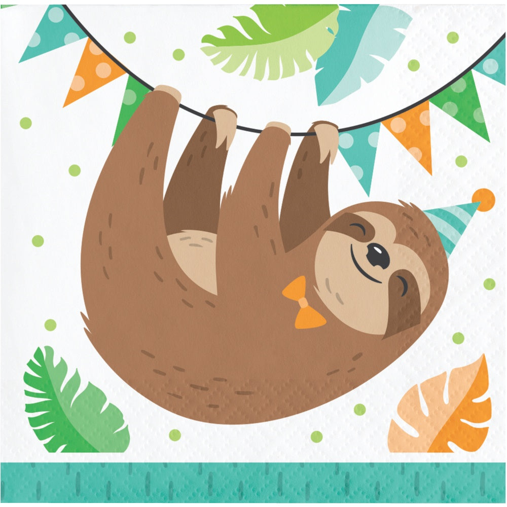 Sloth Party Bev Napkins