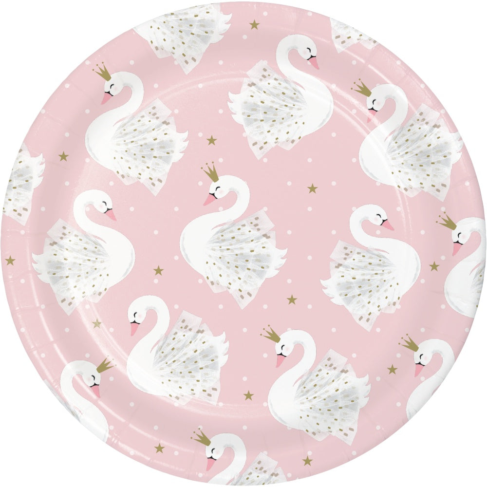 Stylish Swan Party 7In Plates