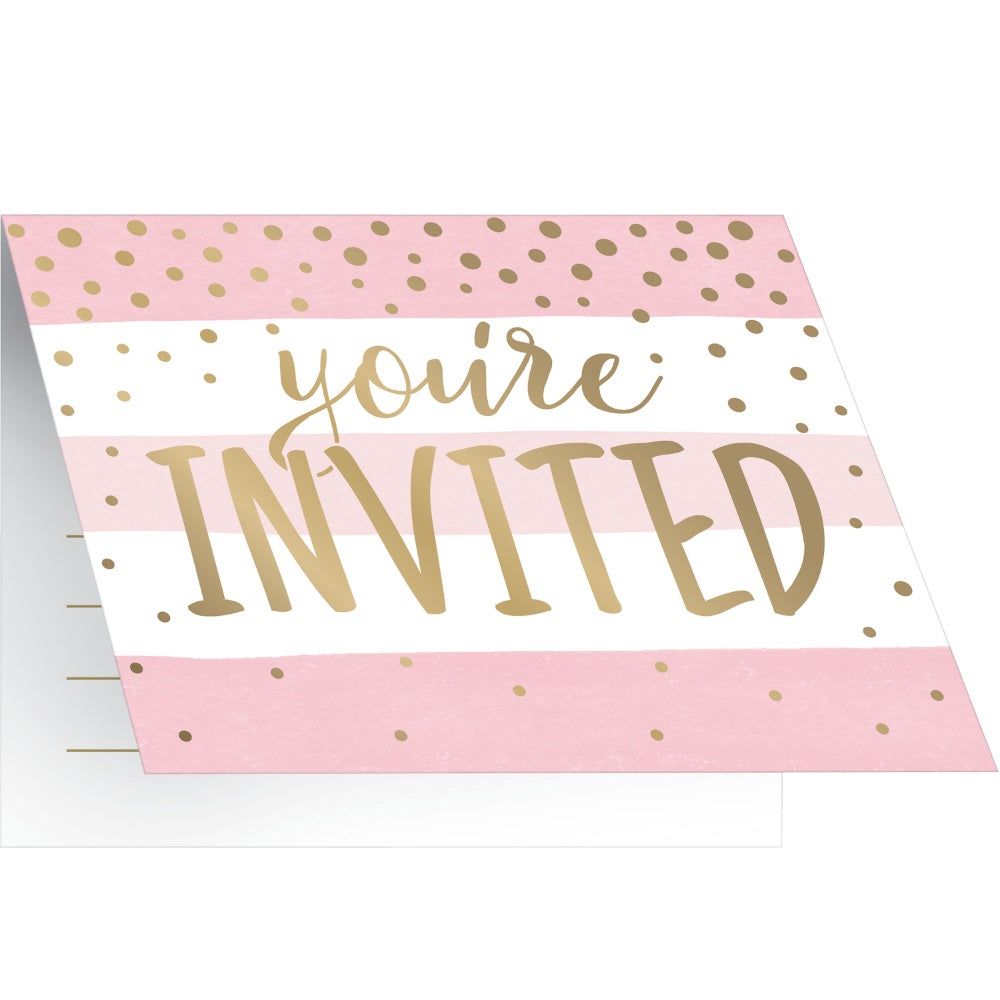 Pink Foil Gold Celebration Invites
