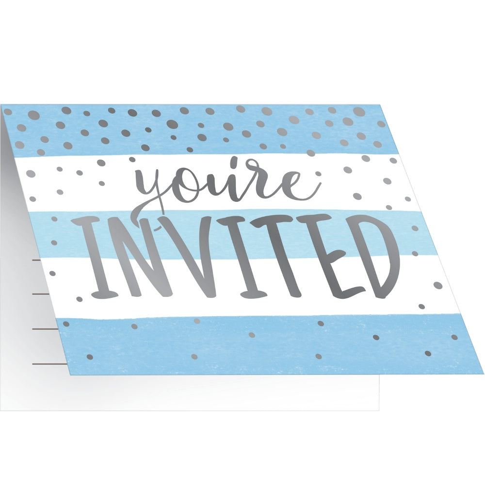 Foil Blue Silver Celebration Invites