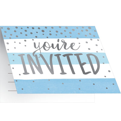 Foil Blue Silver Celebration Invites