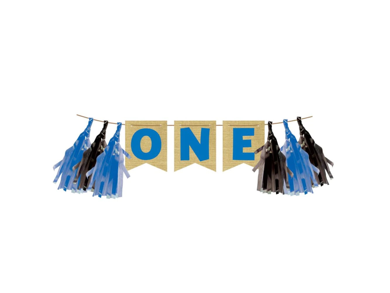 Moose Blue Buffalo Plaid Tassel Banner