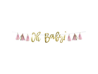Pink Oh Baby Banner With Tassels
