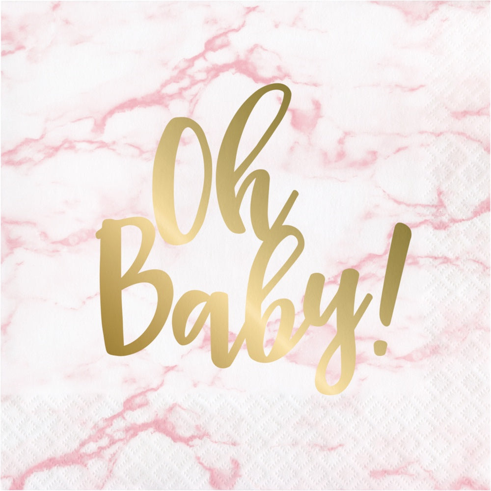 Oh Baby Pink Marble Lunch Napkins