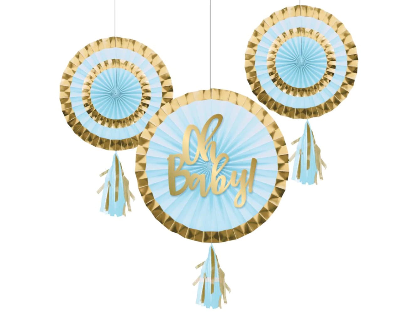 Oh Baby Paper Fans With Tassels-3Pk