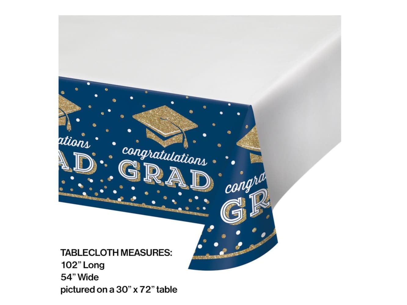Glittering Grad Paper Tablecover, 54" X 102"