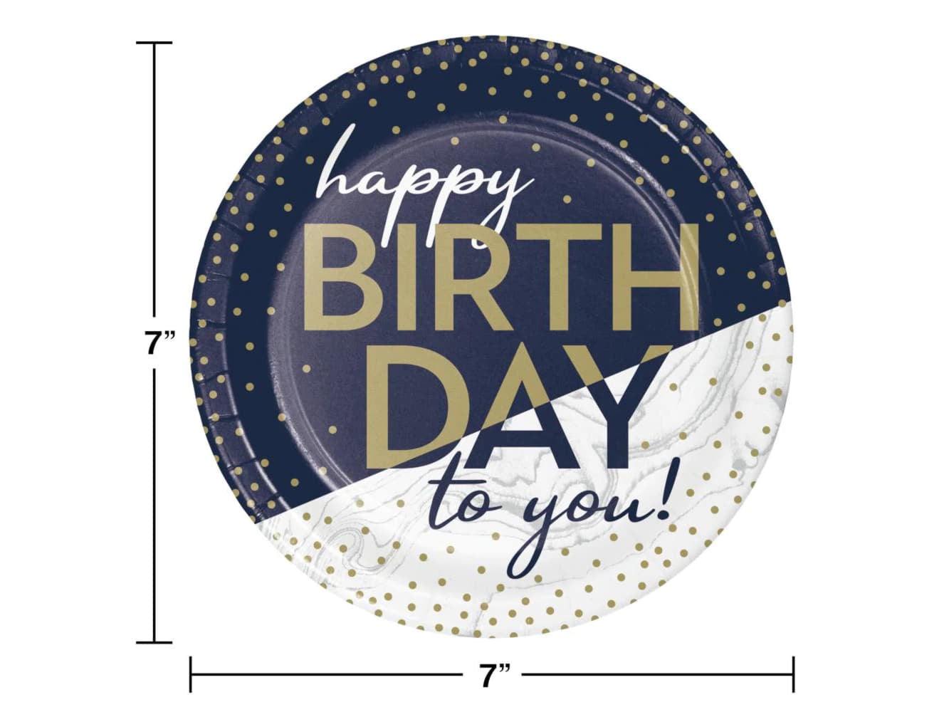 Navy 7 Gold Milestone Happy Bday 7In Plates
