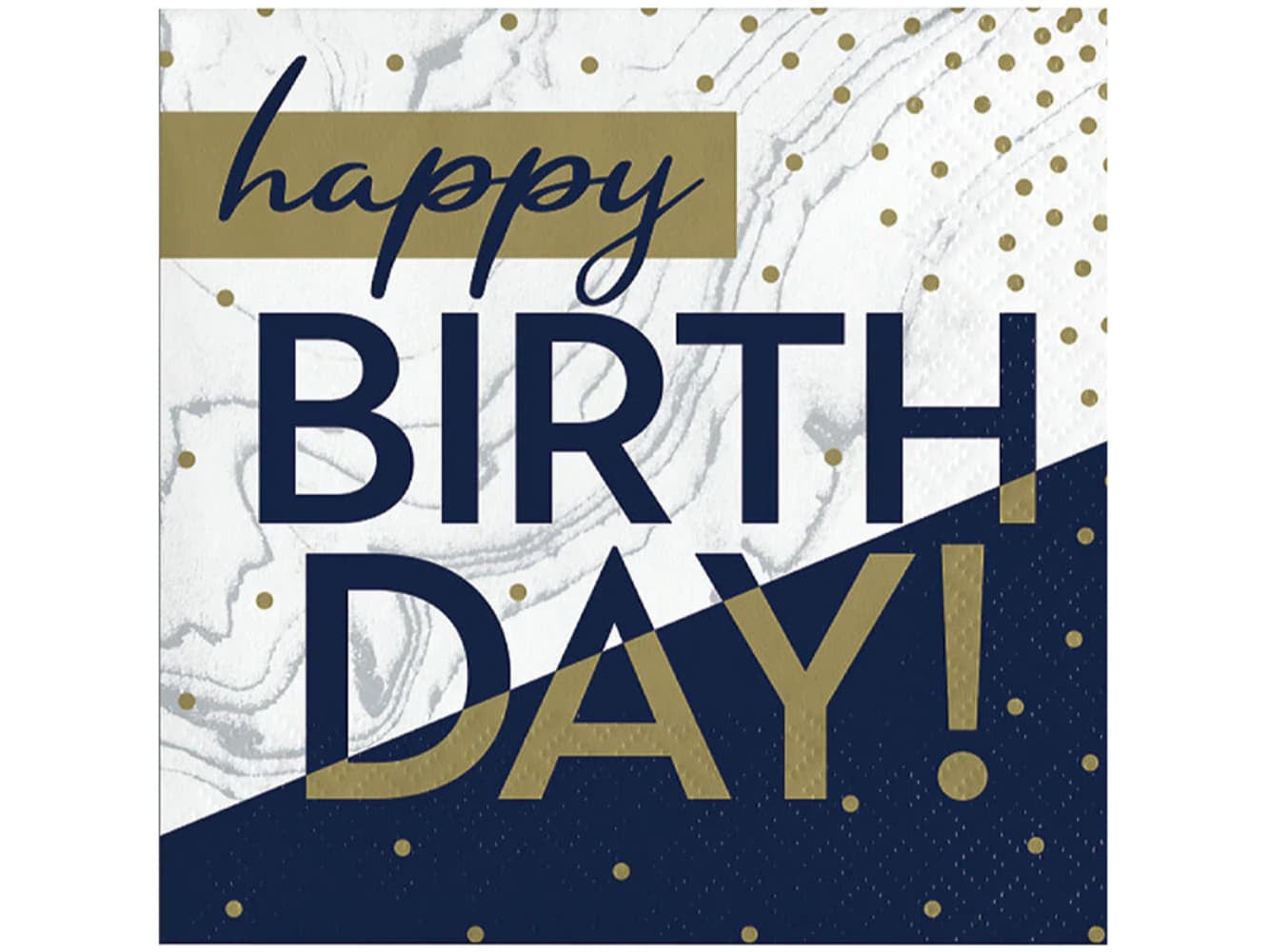 Navy & Gold Milestone Happy Bday Beverage Napkins