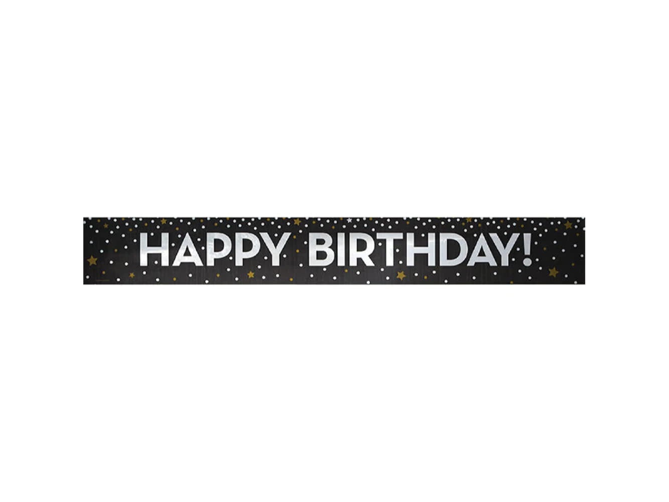 Happy Birthday Black/Silver Banner