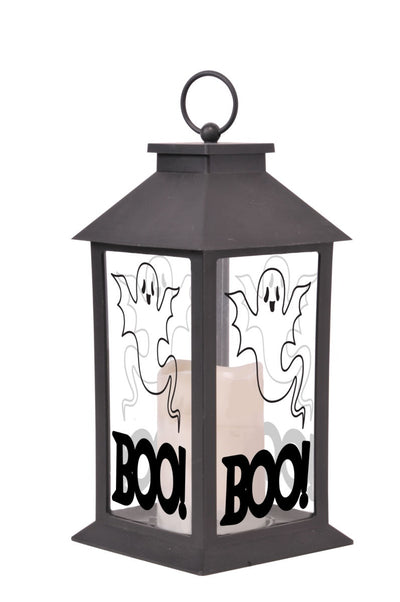 11.5In Glass Lantern-Boo