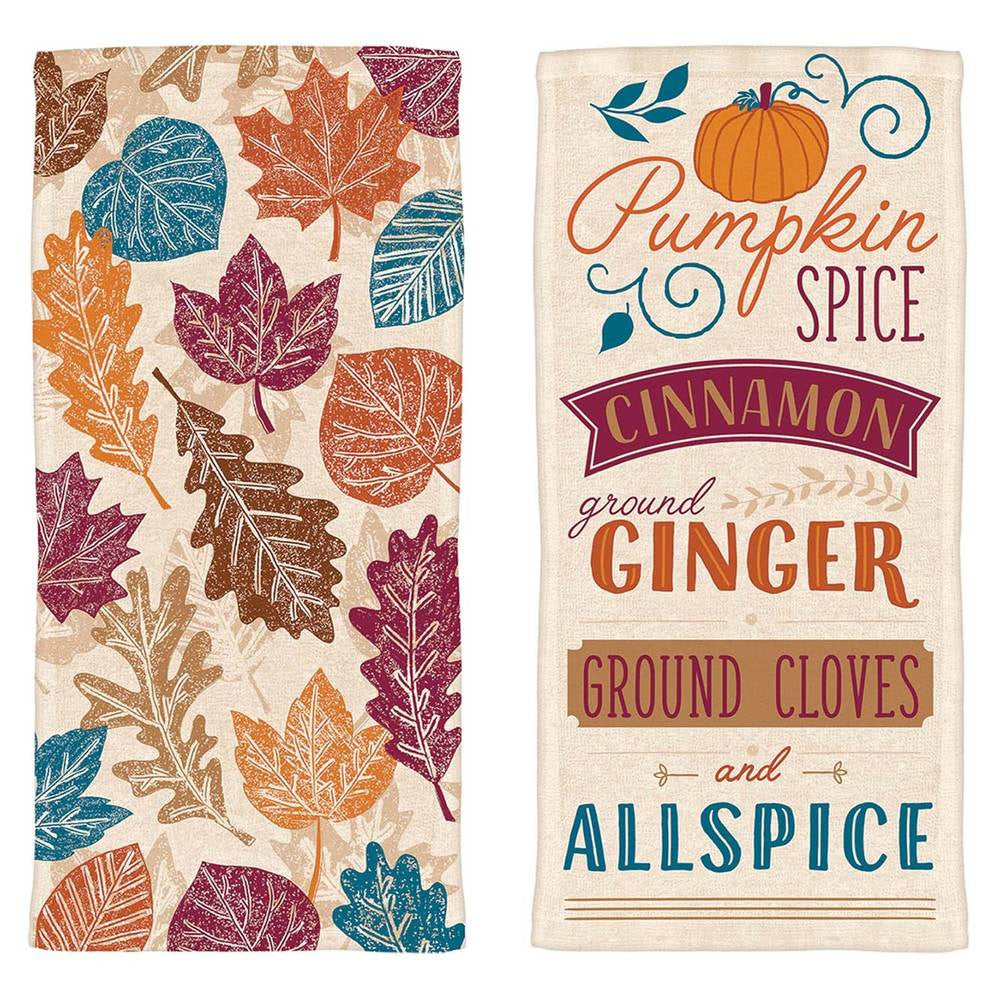 Pumpkin Spice Dish Towels, 2/Pk