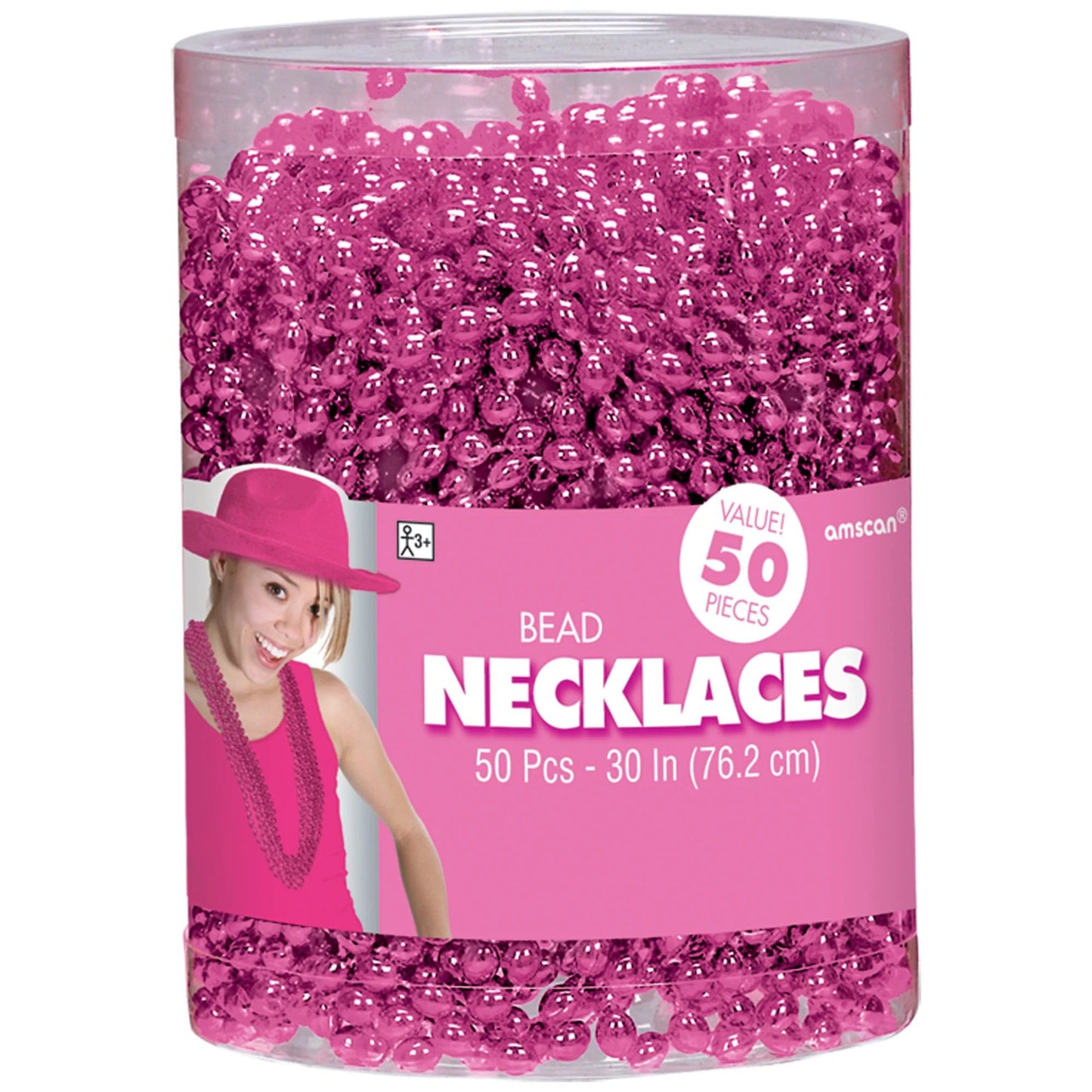Pink Bead Necklaces, 50Ct