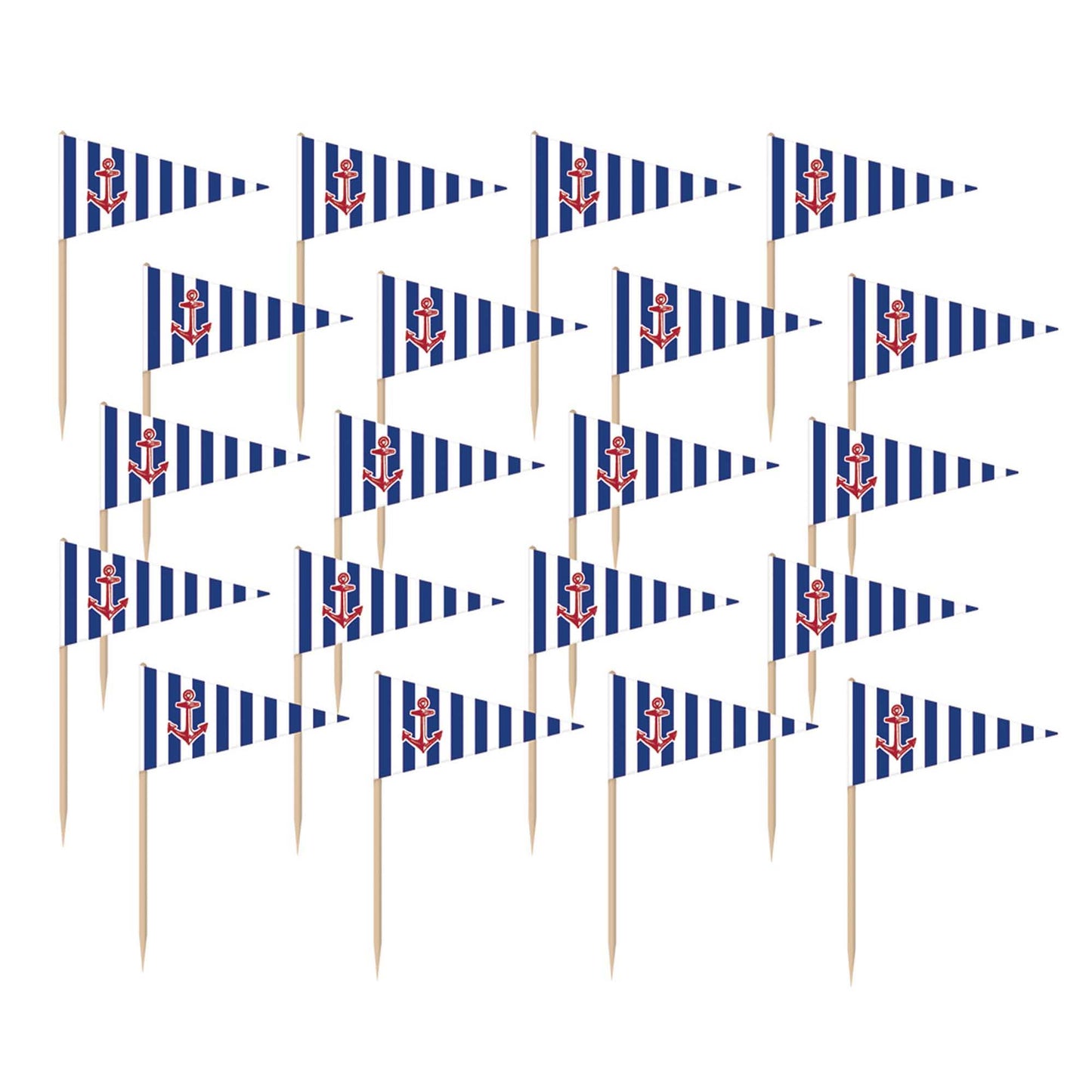 Anchors Aweigh Wood Picks with Paper Flags